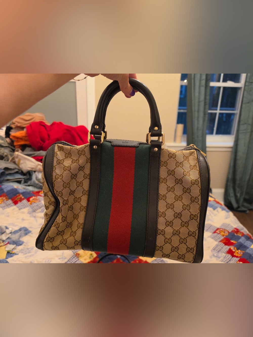 Gucci Monogram Canvas Boston Bag